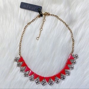 J Crew Statement Necklace with Gems Red Stones